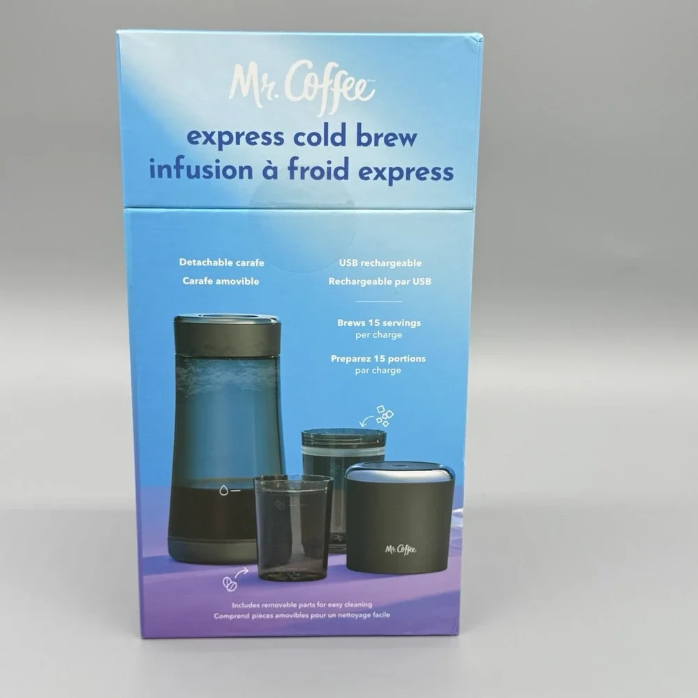 Mr. Coffee Express Cold Brew Maker‎ Gray 13oz Cordless Portable Fast 10 Min NEW